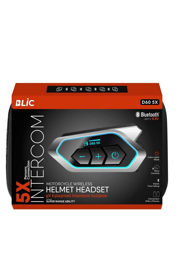 D60 5X Motosiklet Kask Kulaklığı Bluetooth Intercom 5 Intercom Bağlantılı Uyumlu - 2
