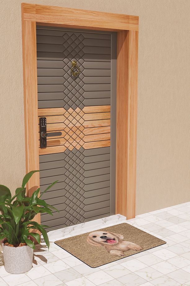 Modern Dijtal Baskı Köpek Resimli Kapı Önü Paspası - 3