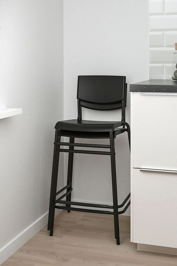 Bar Taburesi Bar Sandalyesi İç İçe Geçebilir Siyah 63cm BC012 - 2