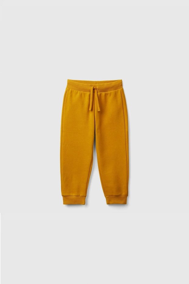 Boy's Mustard Yellow Back Pocket Logo Embroidered Elastic Waist Sweatpants