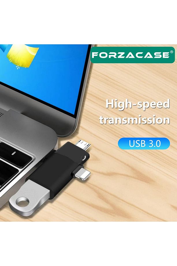 Micro USB Type-C Lightning to 4in1 OTG USB Çevirci Kamera Flash Bellek Adaptör - FC930 - 3