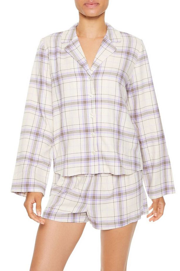 Ekose Desenli Gömlek & Şort Pijama Takımı - 1