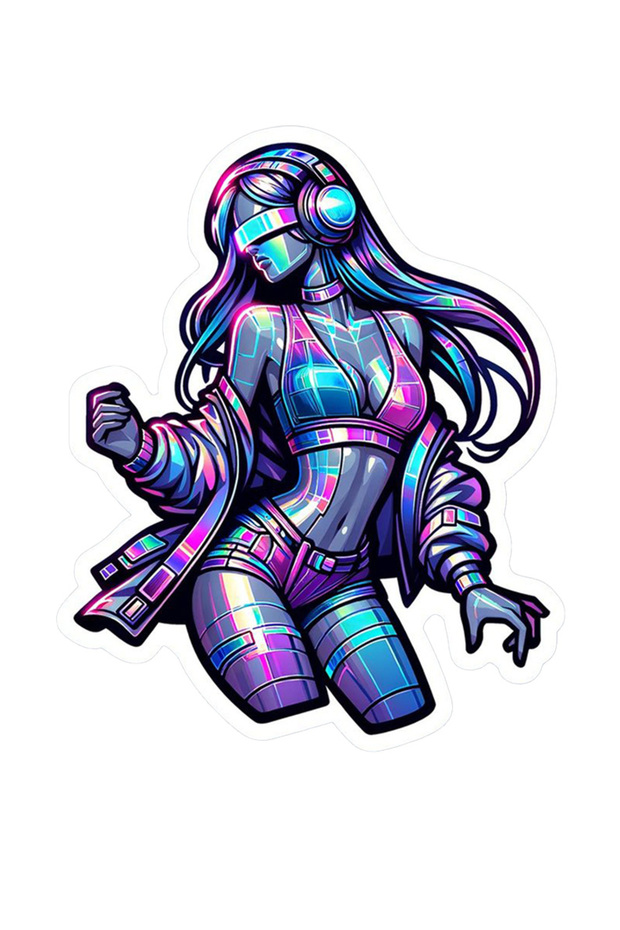 Girl Dancer Dj - Car, Motorcycle, Helmet, Laptop, Glass Sticker 13X9 cm