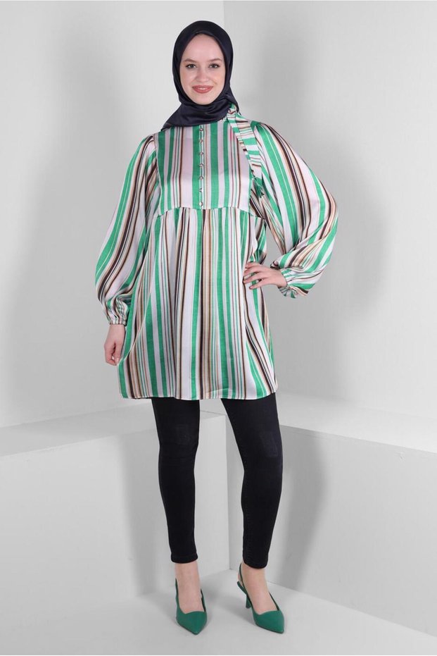 STRIPED TIE-DETAIL WIDE ARM TUNIC 43735
