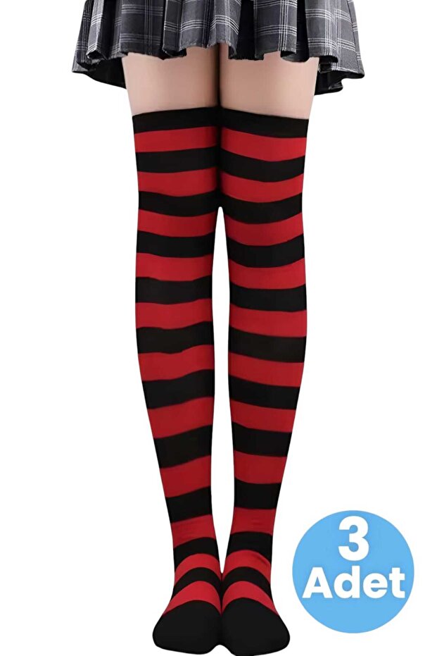Women's Thick Stripe 3-Piece Knee High Socks