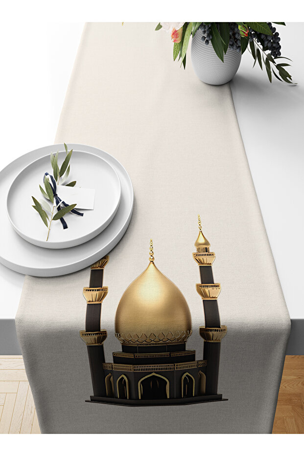 مفرش طاولة بطبعة رقمية من مجموعة رمضان، مقاس 140×40 سم