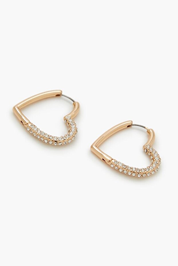 Strass Taşlı Kalp Küpe - 3