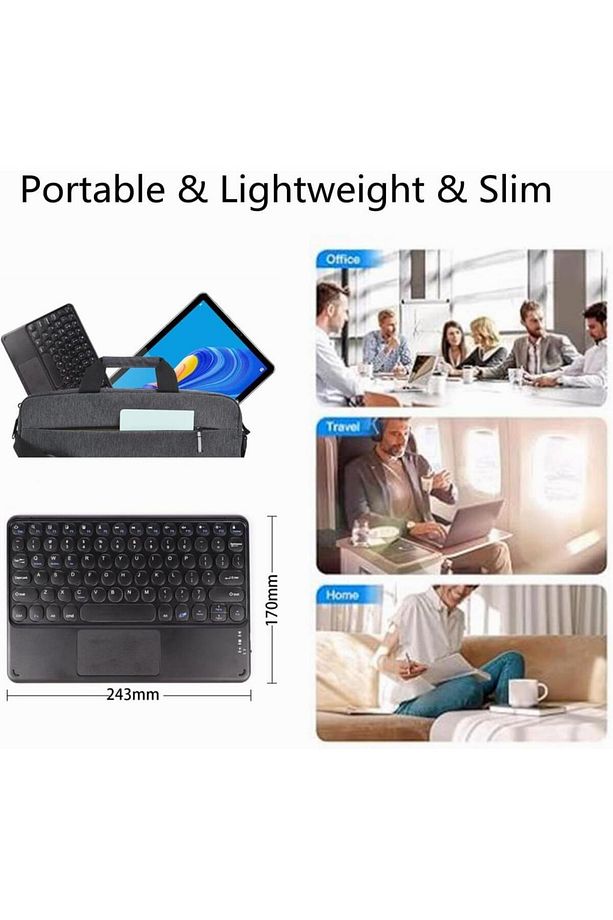 lenova Tab uyumlu P11 ZABL0042TR 11.5" Uyumlu Kablosuz Bluetooth Şarjlı TouchPad'li Klavye Mouse - 7