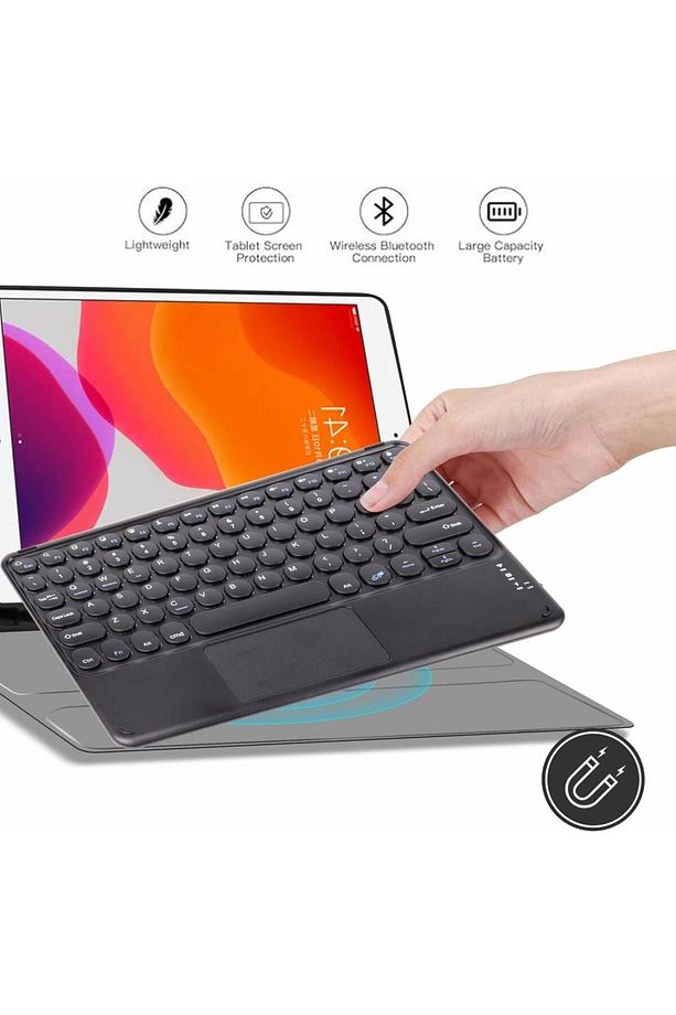 lenova Tab uyumlu P11 ZABL0042TR 11.5" Uyumlu Kablosuz Bluetooth Şarjlı TouchPad'li Klavye Mouse - 6