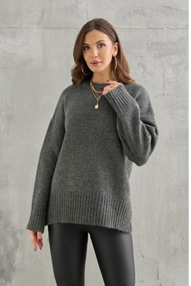 Soft Textured Knitwear Sweater Bordo