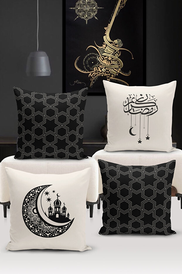 Ramadan Series Double-Sided Digital Printed 4-Piece Cushion Cover Set (Ramadan Cushion Cover Set)