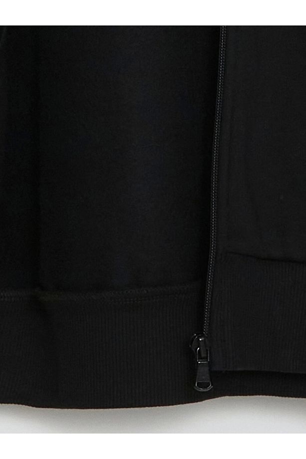 LCW Modest Siyah Kapüşonlu Oversize Kadın Fermuarlı Sweatshirt - 7