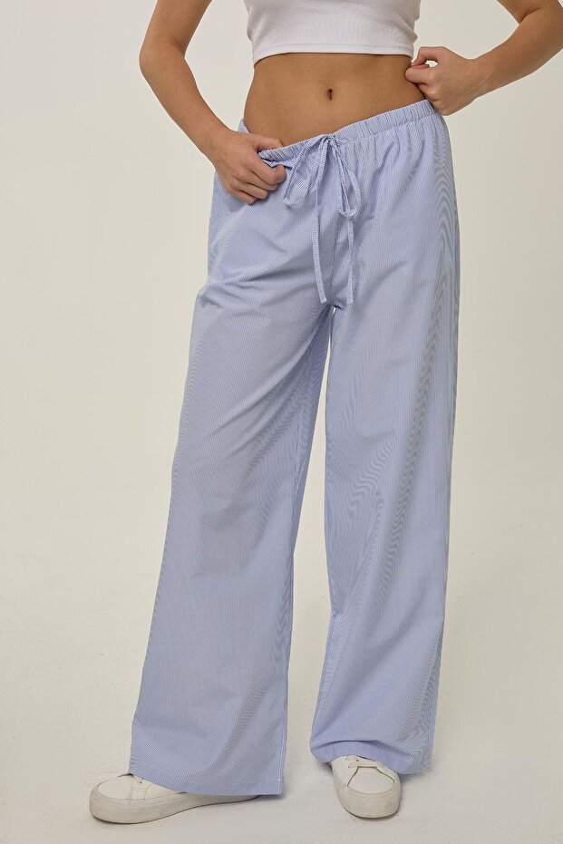 Striped Cotton Trousers with Elastic Waist - 2