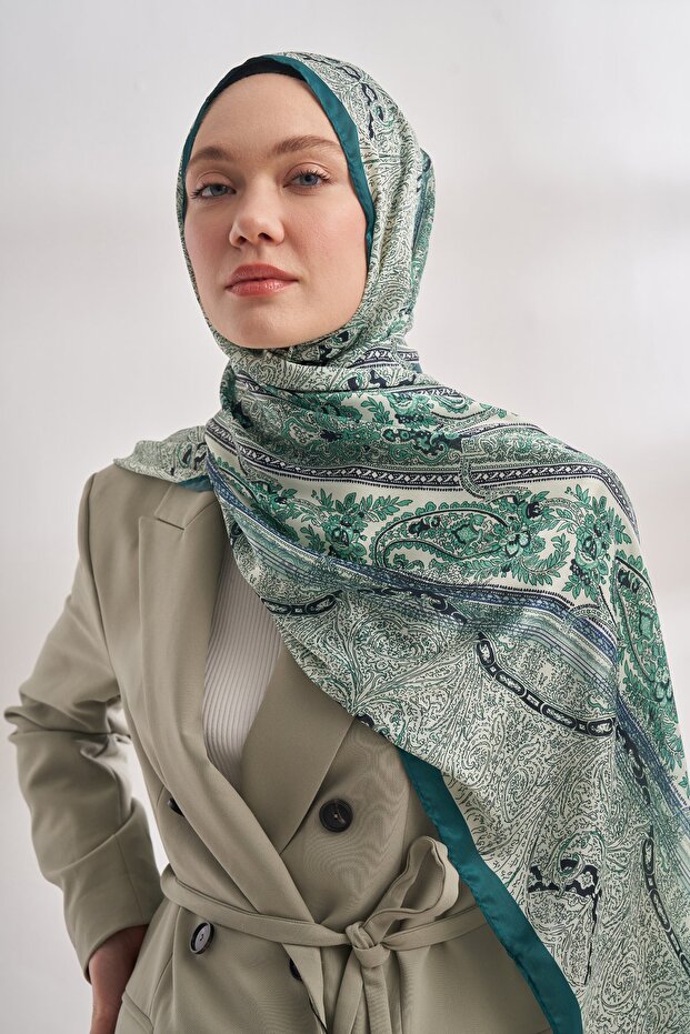 شال فوال مستورد بنمط الزمرد كاتينا - 2