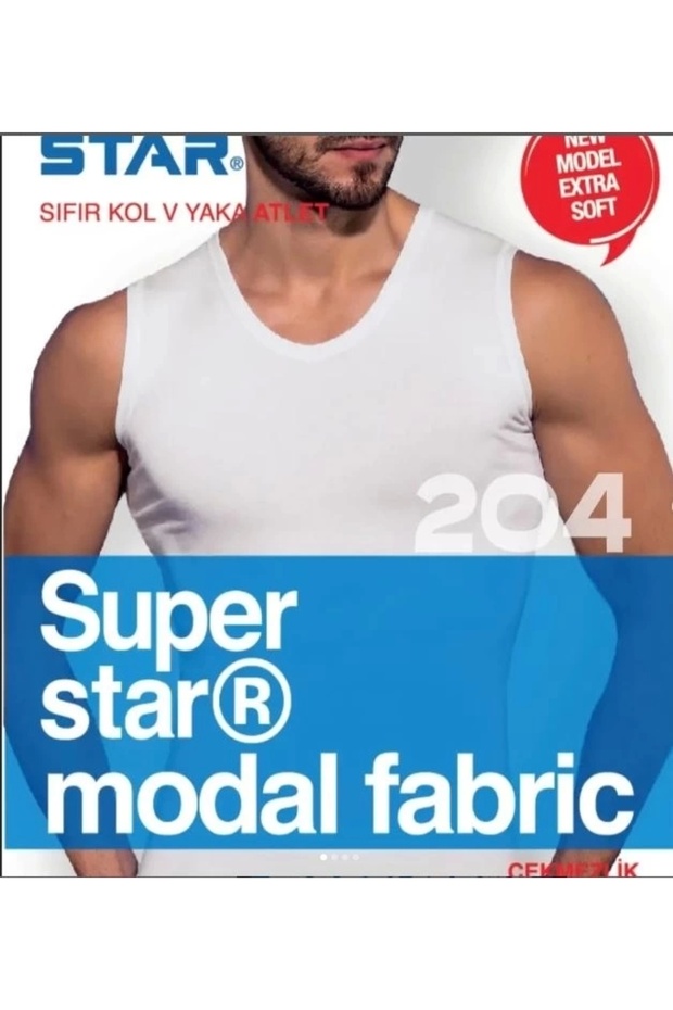 Men's White Modal V-Neck Zero Sleeve T-Shirt