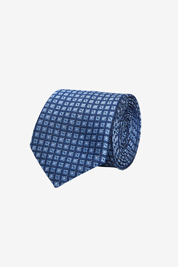 Men's Blue Patterned Tie - 1