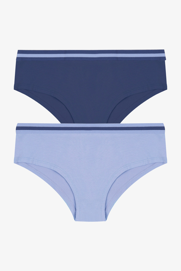 Women's Cotton Striped Elastic 2-Piece Hipster Panties