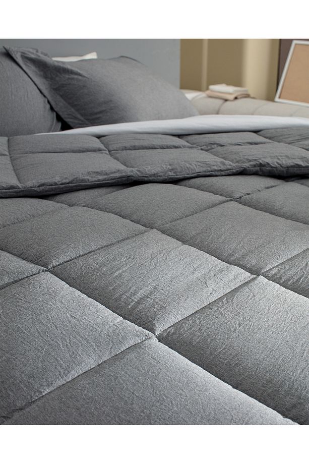 Meleni Çift Kişilik Comforter Set - Gri - 2