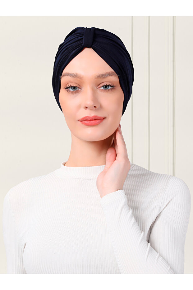 وشاح مزدوج الجوانب للحجاب العملي باللون الأزرق الداكن