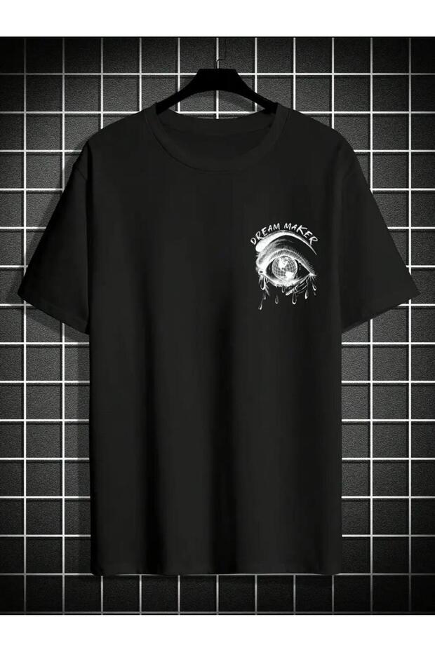 Dream Maker Unisex Printed Comfortable Fit Cotton Combed Black T-Shirt