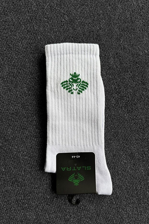 Beyaz Logo Baskılı Çorap - 1