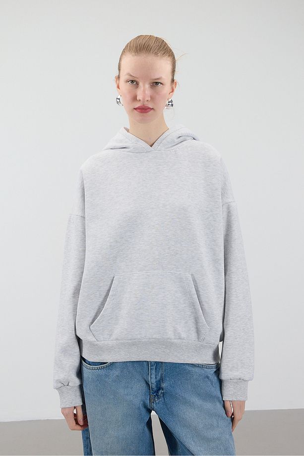 Kapüşonlu Şardonlu Basic Sweatshirt S1596-K5 - 1