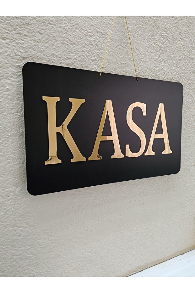 Black Mdf with Gold Mirror Plexi Writing Routing Sheet Sign 50X30 cm