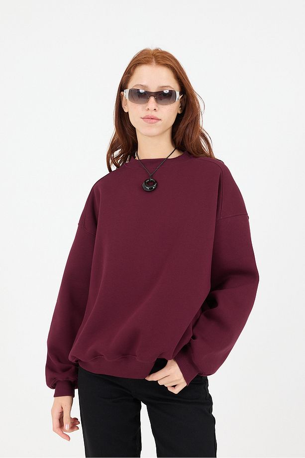 Bisiklet Yaka Şardonlu Basic Sweatshirt S3408-K11 - 2
