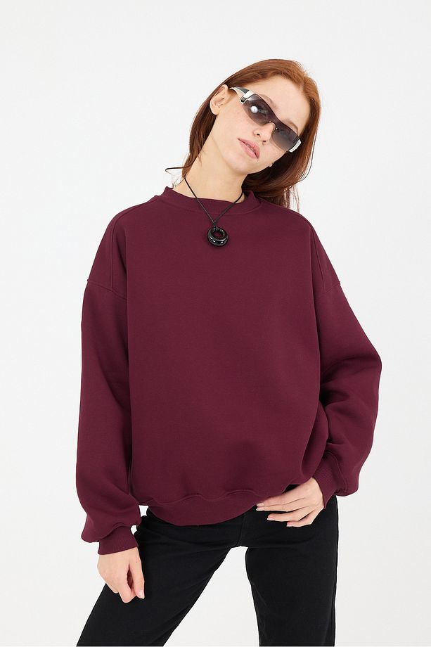 Bisiklet Yaka Şardonlu Basic Sweatshirt S3408-K11 - 5