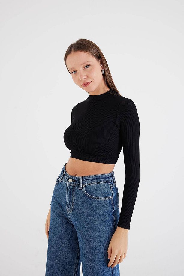 Uzun Kol Seamless Crop Bluz B0409-l5 - 4