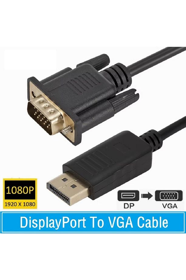 1.8 Metre Displayport Vga Adaptörü Kablo Erkek Dönüştürücü Hd 1080p 1.8mt Displayport Dp Vga Kablosu - 2