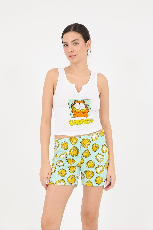 Baskılı Şortlu Pijama Takımı Ş097-T5 - 5