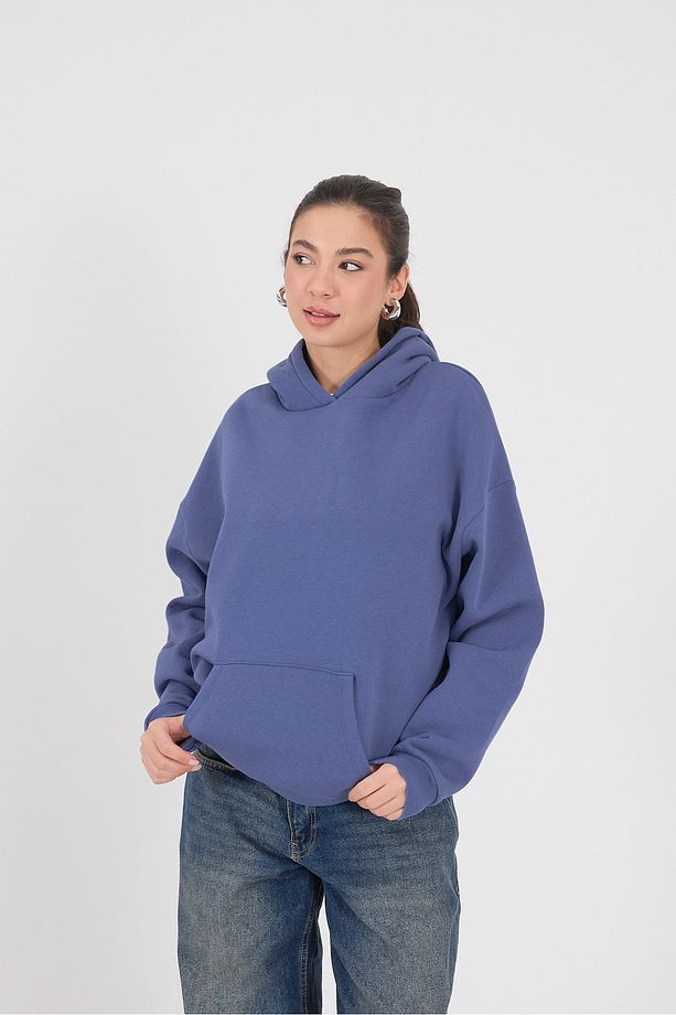 Kapüşonlu Şardonlu Basic Sweatshirt S1596-k5 - 1