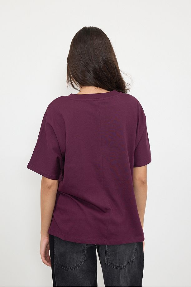 Kısa Kollu Oversize Basic T-shirt P0730-J6J7Y4 - 5