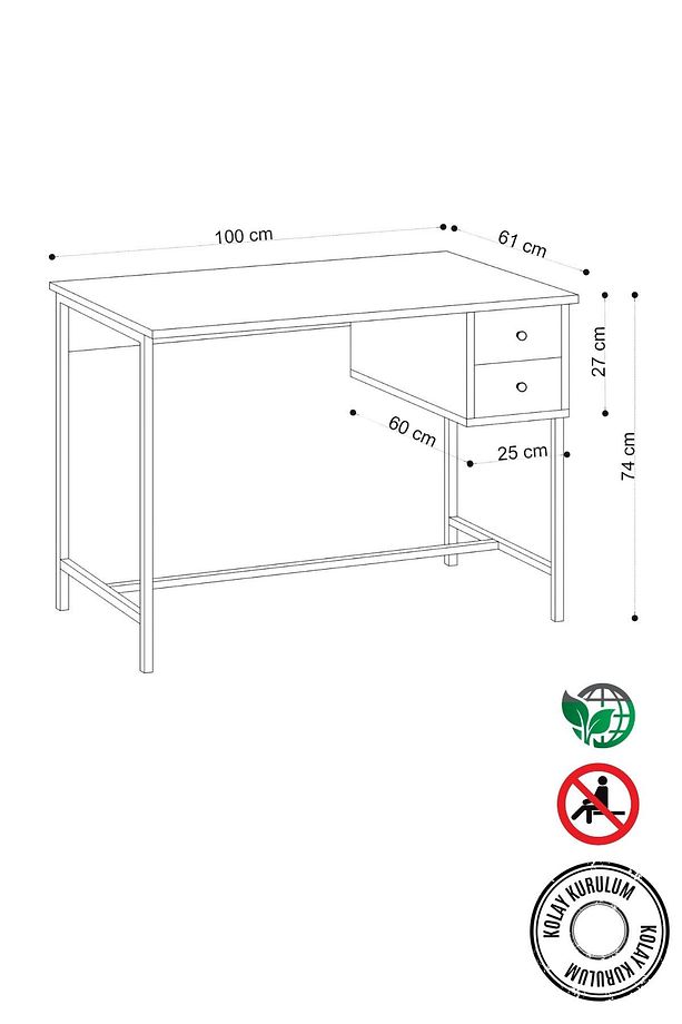 Morris Çalışma Masası Safir Meşe - 4