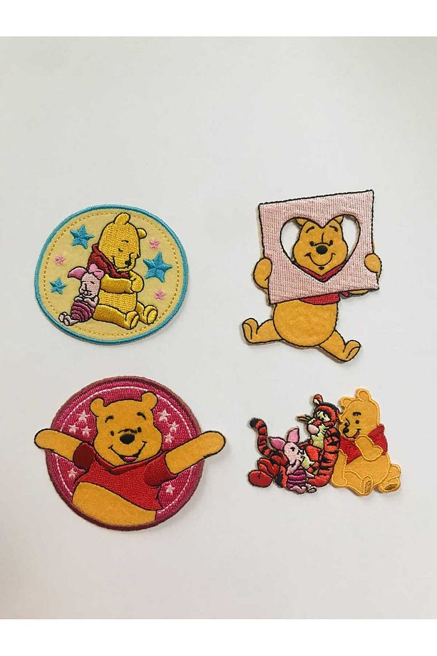 Ütü Ile Yapışan Nakışlı Dokuma Arma Patch Yama Dörtlü Winnie Set - 1