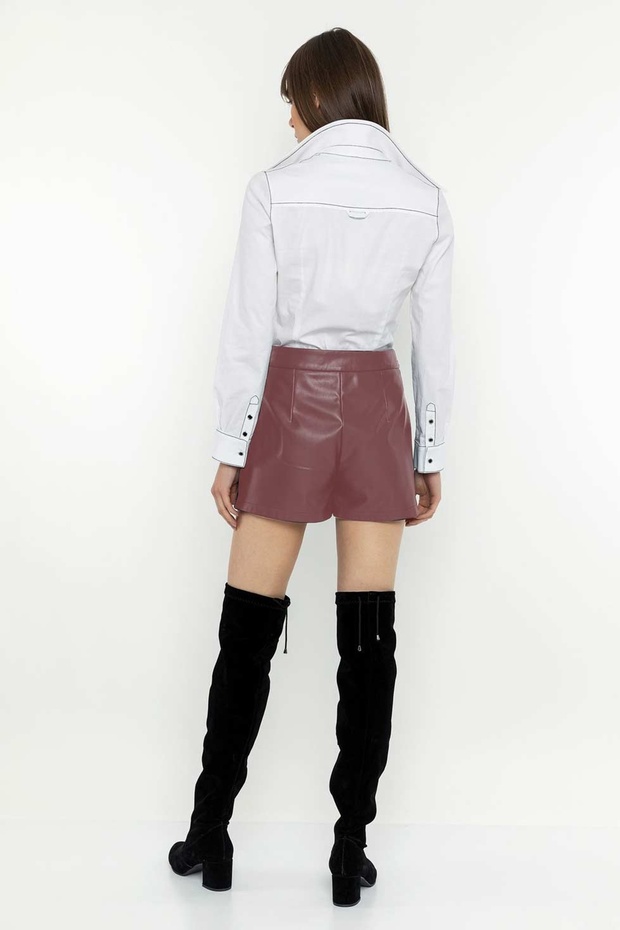 Deri Görünümlü Şort Etek - 2