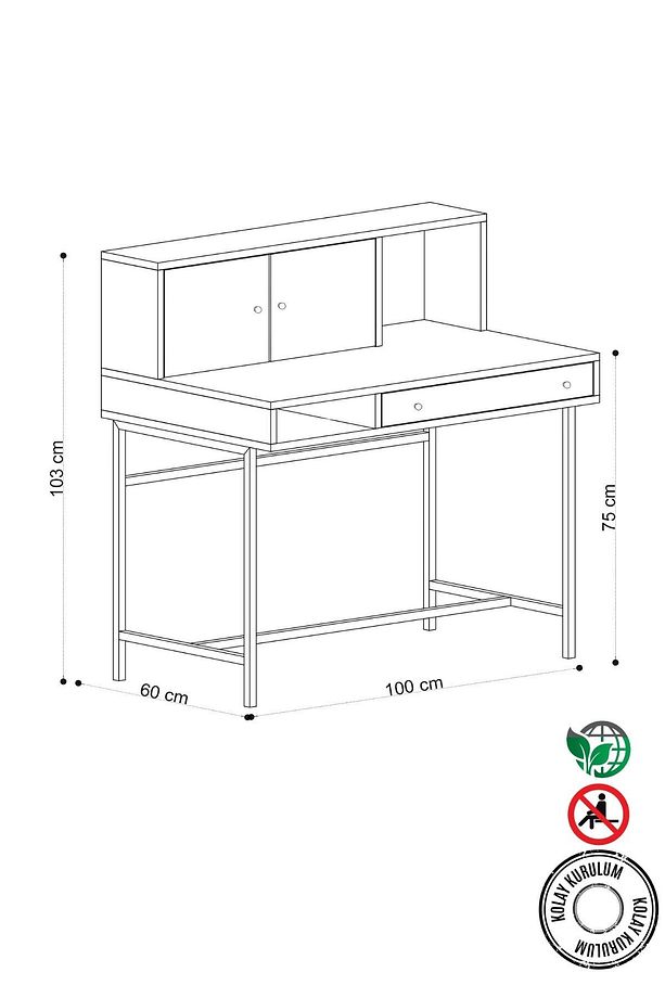 Jodie Çalışma Masası Safir Meşe - 3