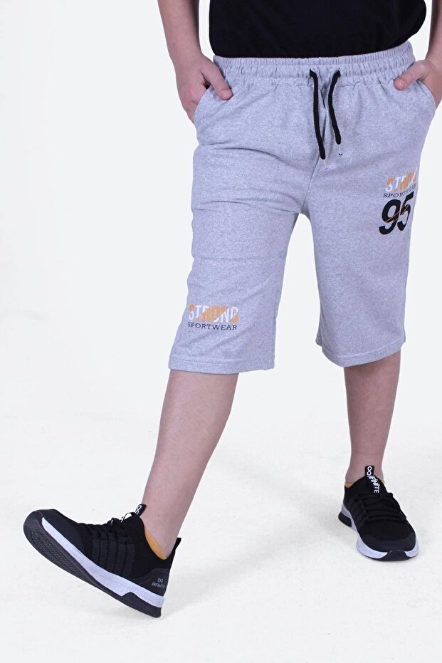 Strong Print Detailed Boy's Capri with Pockets