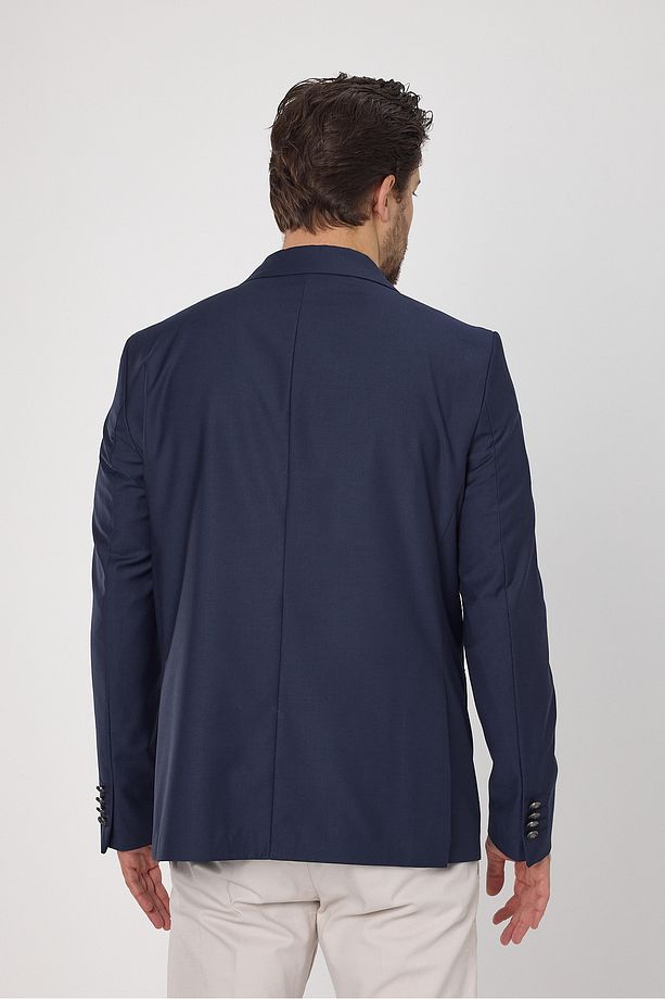 Fatuse Erkek Saks Kruvaze 6 Adet Metal Düğmeli 4 Mevsim Blazer Ceket - 7