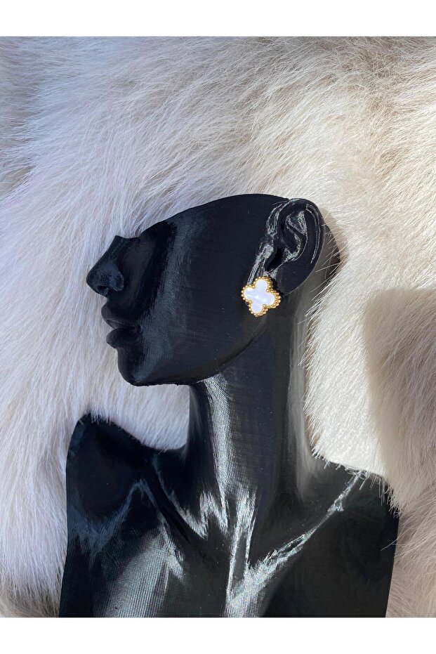 Çelik beyaz Van cleef küpe - 1