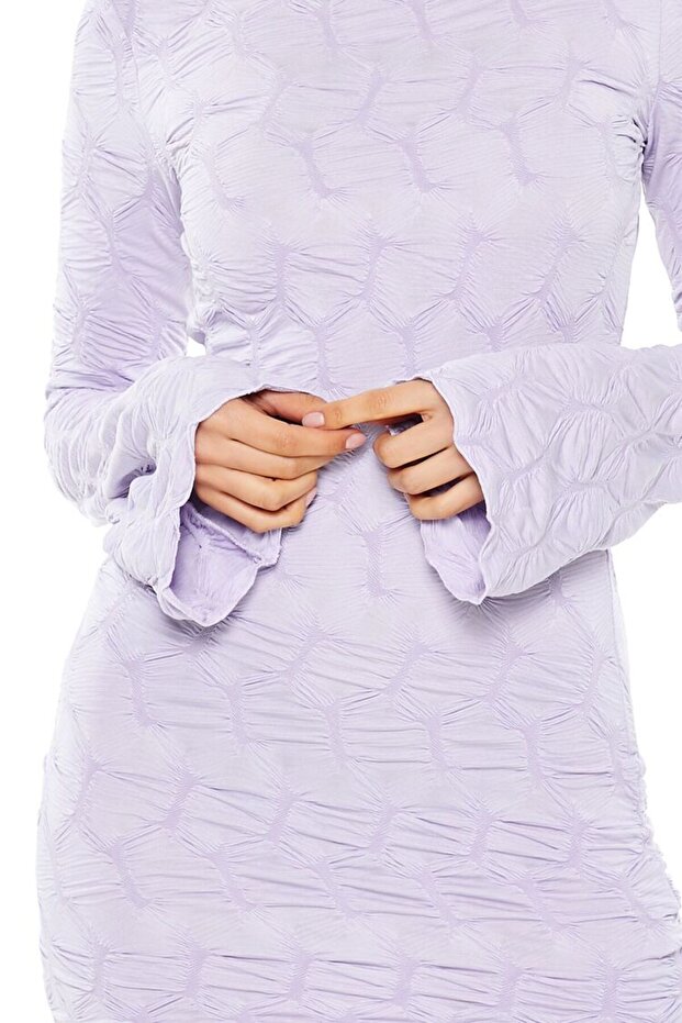 Dokulu Mini Elbise - 3