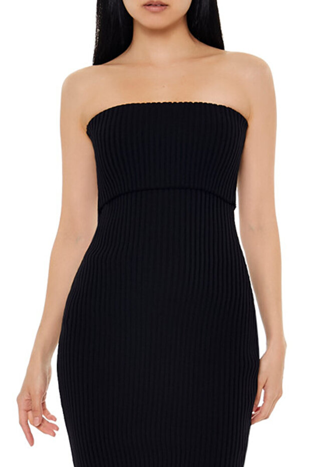 Katlanabilir Yaka Triko Elbise - 2