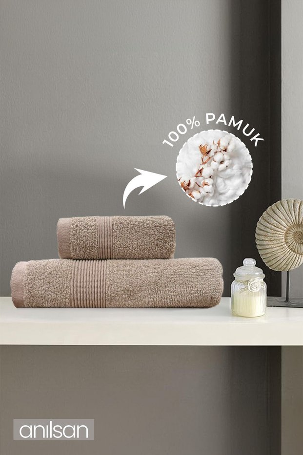 Set of 2 Hand and Face Towels - 50X80 - 30X50 Cm, 100% Cotton, Spa and Hotel Towels