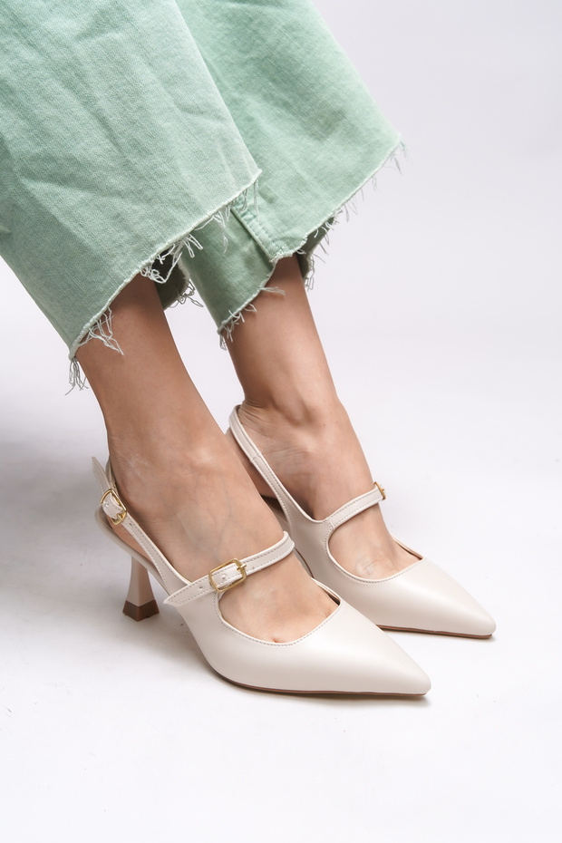 Melilendra Women's Open Back Pointed Toe Stiletto 0012701 Skin Color