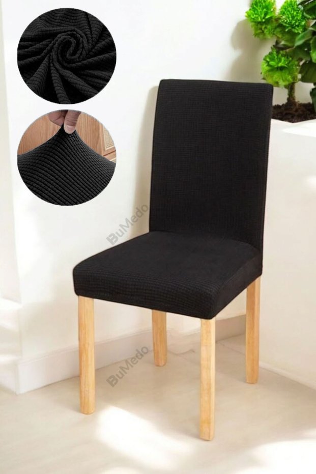 Bamboo Nano Fabric Lycra Washable Chair Cover Elastic Single Chair Cover - Black