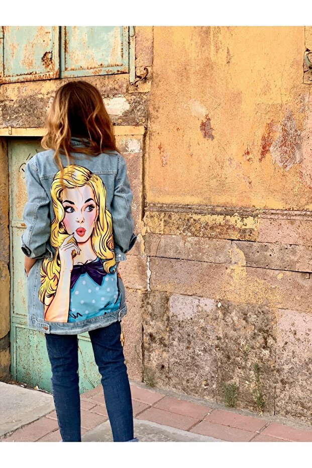 Oversize Pop-art Patterned Denim Jacket - 3