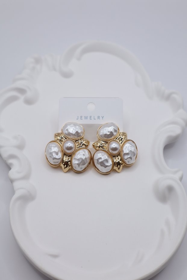Women's Earrings Imported Zircon Gold Bombe Pearl Non Tarnish Earrings
