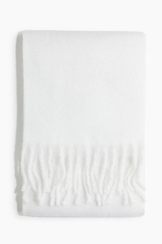 Solid Color Puff Shawl - Winter Neck and Shoulder Shawl - Ecru