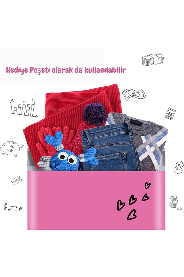 5 Adet 17x30(+5cm Kapak) Minik Boy Fuşya Kendinden Yapışkanlı Hediye Poşeti Kargo Poşeti - 7